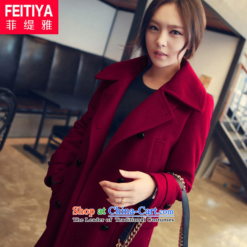 The Philippine economy Nga new wool coat girl in long?) a jacket Korea Sau San edition pure color RED M, Rumsfeld Economy (FEITIYA) , , , shopping on the Internet