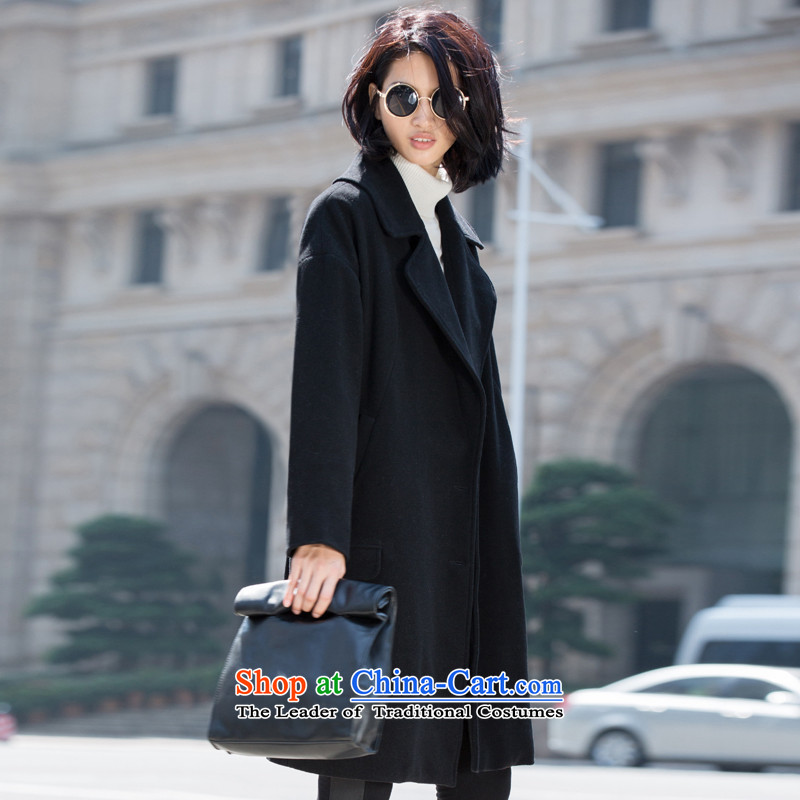 Amii[ minimalist ]2015 winter new liberal larger suits for Lok shoulder solid color jacket 11581796 gross? black XXL,AMII,,, shopping on the Internet