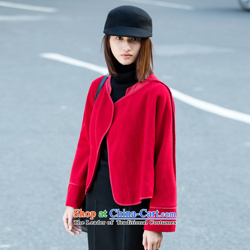 Amii[ minimalist ]2015 autumn and winter new large graphics thin women need breasted coat 11582072 gross? Zeng Peiyan red L,amii,,, shopping on the Internet