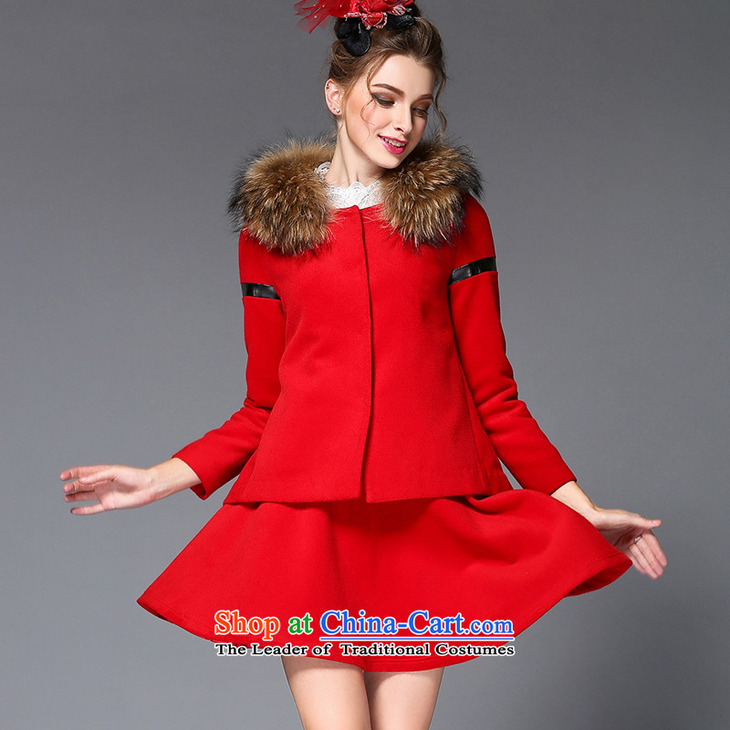 The Europe and improving access high-end larger women 2015 autumn and winter thick mm video thin kit jacket + Gross Gross?? skirt two kits Q221  2XL, blue-na (MUFUNA improving access) , , , shopping on the Internet