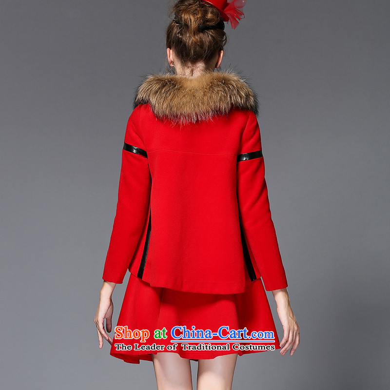 The Europe and improving access high-end larger women 2015 autumn and winter thick mm video thin kit jacket + Gross Gross?? skirt two kits Q221  2XL, blue-na (MUFUNA improving access) , , , shopping on the Internet