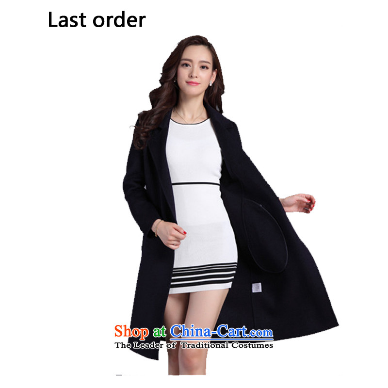 The new two-sided order2015 last cashmere overcoat female Korean wild female jacket coat? navy L,last order,,, shopping on the Internet