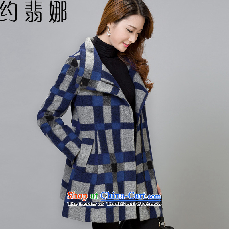 About the 2015 autumn and winter desecrated by the new short of female latticed temperament jacket is larger gross a wool coat autumn and winter loose video thin blue patterned XXL, 1678 approximately eight of the , , , shopping on the Internet