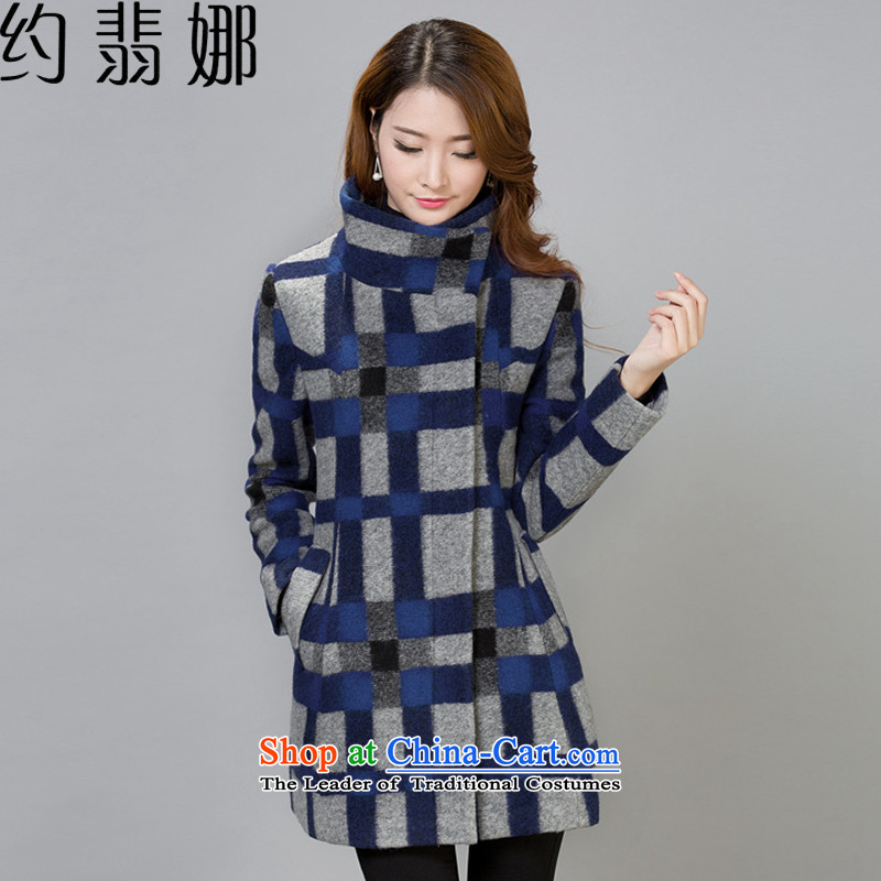 About the 2015 autumn and winter desecrated by the new short of female latticed temperament jacket is larger gross a wool coat autumn and winter loose video thin blue patterned XXL, 1678 approximately eight of the , , , shopping on the Internet