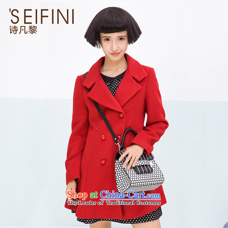 【 Close 】 poem where Lai Winter 2015 new Korean double-minimalistic beauty girl 341032176361 gross? jacket red L