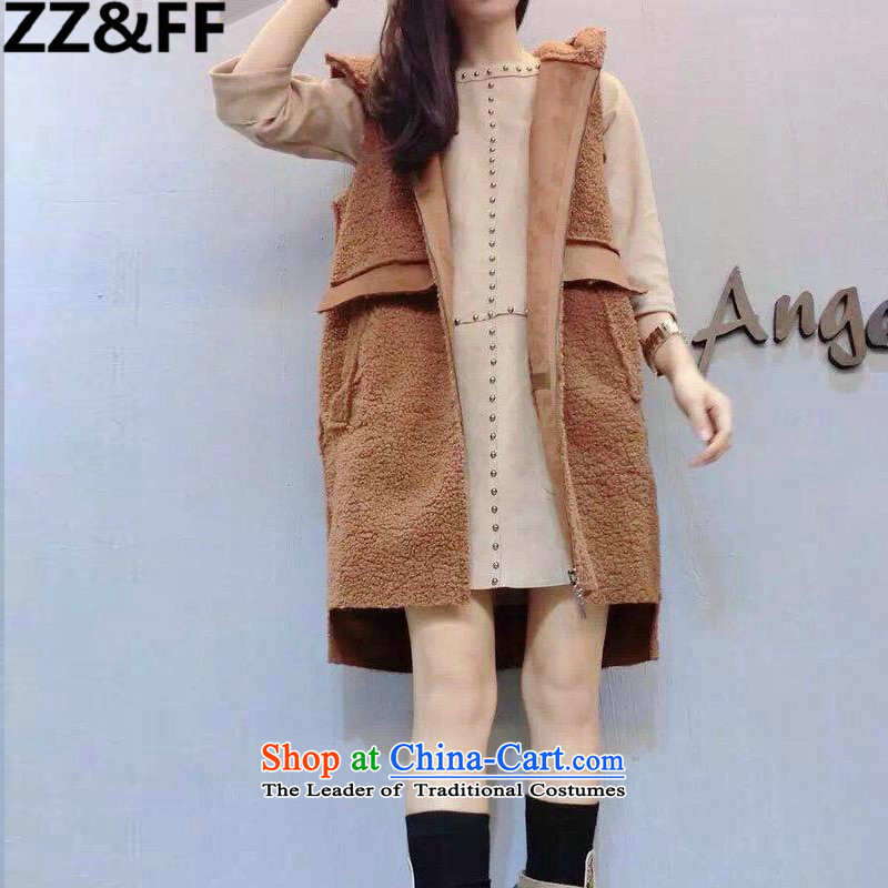 2015 European sites Zz&ff autumn and winter large female thick mm200 catty to increase new Lamb Wool vest jacket hoodie girl and color XXL( recommendations 120-140 catty ),ZZ&FF,,, shopping on the Internet