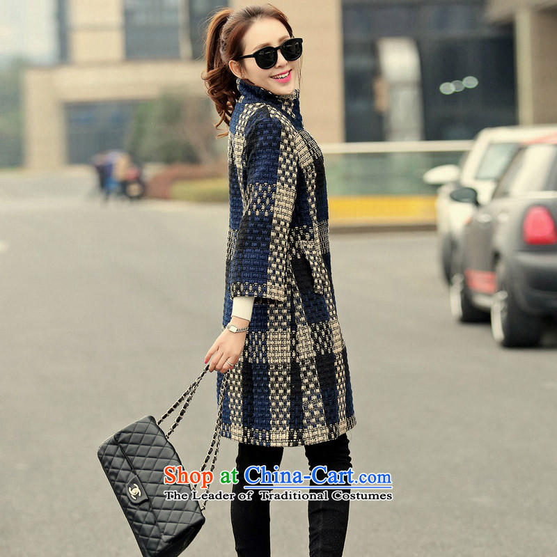Statements were made by the 2015 autumn and winter Lau new Korean version in the Sau San long 7/rough flower gross coats SAA navy? S L LAU Statement (she says) , , , shopping on the Internet
