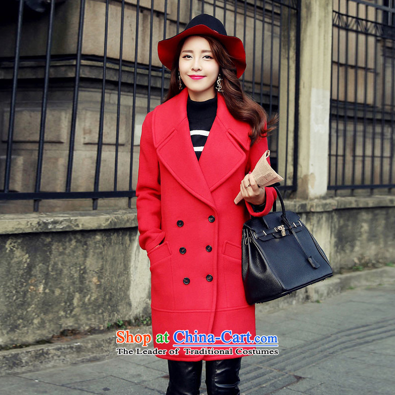 Statements were made by Lau autumn and winter new Korean long thin graphics Sau San, a wool coat SA red XL, Lau Statement (she says) , , , shopping on the Internet
