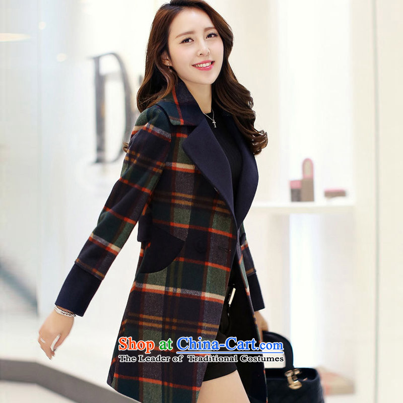 Statements were made by Lau new women's gross grid a wool coat Korean version of Sau San? jacket for larger windbreaker SAA green M Lau Statement (she says) , , , shopping on the Internet