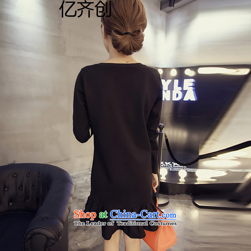 Billion by 2015 large gymnastics female thick mm autumn new shirts thick sister video in thin long skirt  JZX861 female black XXXL, billion gymnastics shopping on the Internet has been pressed.