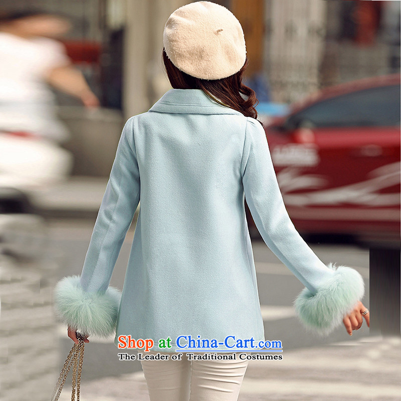 The first declared 2015 as the winter new gross large jacket? female relaxd A version of Fat MM a wool coat cuff /895 5XL gross light blue 180-195 around 922.747, purple long declared shopping on the Internet has been pressed.