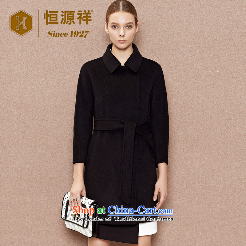 Hengyuan Cheung double-side coats women 2015 autumn and winter new seven long-sleeved Fleece Jacket coat black M?