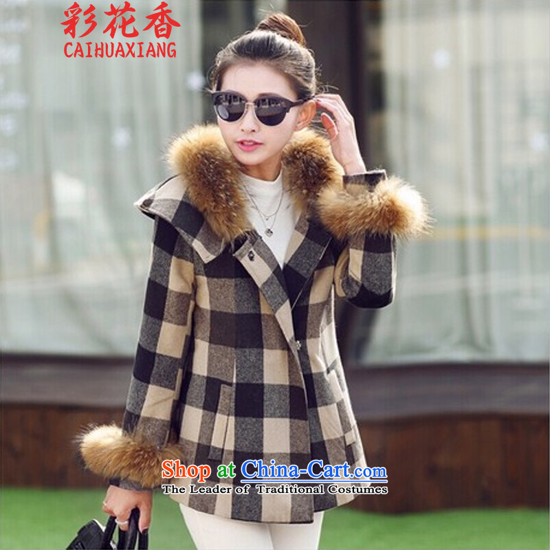 Also the fragrance of gross? 2015 autumn and winter coats New Sau San cloak? coats women's gross Korean video thin hair washable wool a wool coat brownL