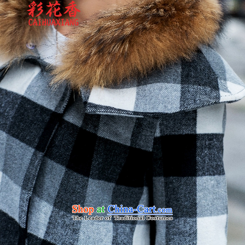 Also the fragrance of gross? 2015 autumn and winter coats New Sau San cloak? coats women's gross Korean video thin hair washable wool a wool coat brown colored flowers, L (CAI HUA XIANG) , , , shopping on the Internet