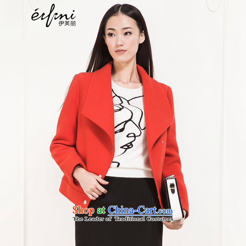 El Boothroyd 2015 winter clothing new roll collar short-haired girl a jacket? wool jacket 6581047868 grapefruit redS