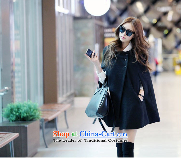 Ashland 2015 autumn and winter female Korean women's code short of coats wild leisure? cloak? coats that long frock coat (regular) Black L picture, prices, brand platters! The elections are supplied in the national character of distribution, so action, buy now enjoy more preferential! As soon as possible.