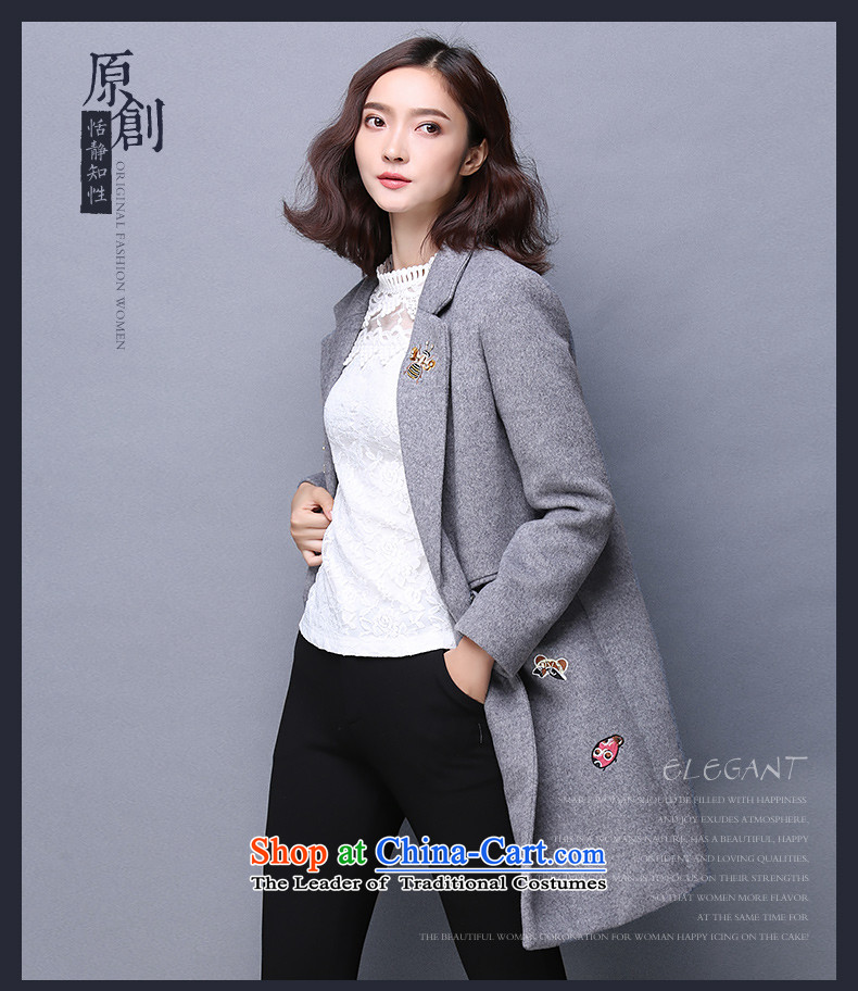 Van Gogh Greek Golden Harvest Winter 2015 new Korean fashion a wool coat in the long hair? jacket embroidered personalized Female  66159 gray M pictures, prices, brand platters! The elections are supplied in the national character of distribution, so action, buy now enjoy more preferential! As soon as possible.