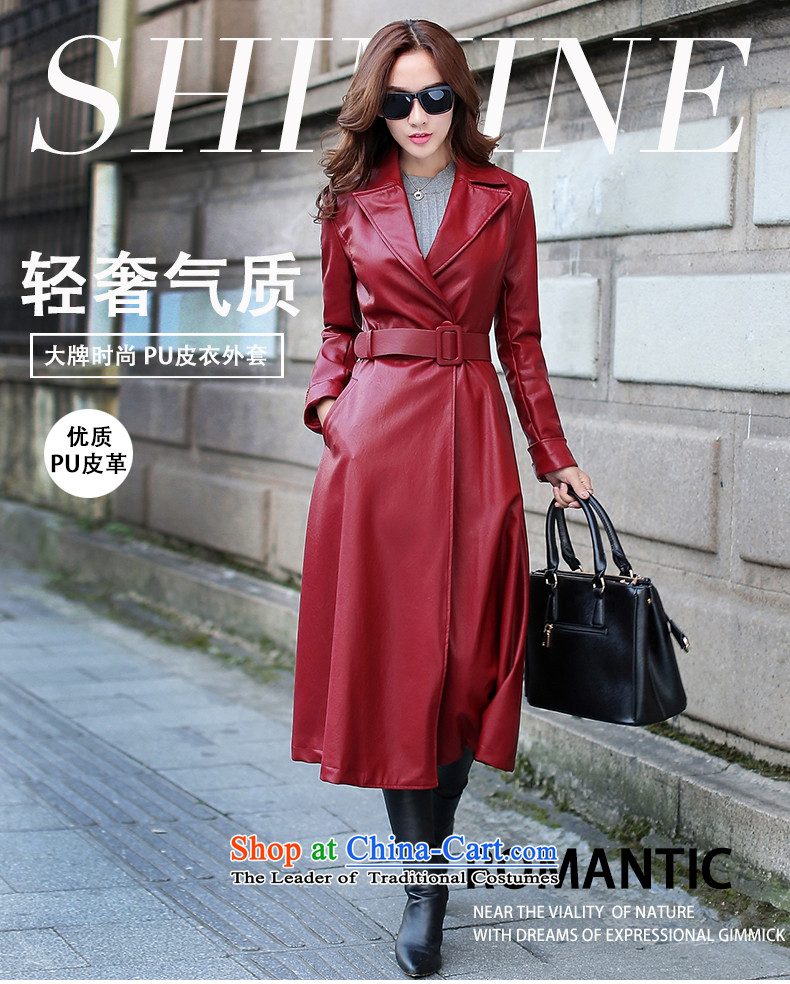 Sin has long leather garments women 2015 Fall/Winter Collections New PU leather garments girl wrapped-yi female Red Jacket coat Sau San XL Photo, prices, brand platters! The elections are supplied in the national character of distribution, so action, buy now enjoy more preferential! As soon as possible.