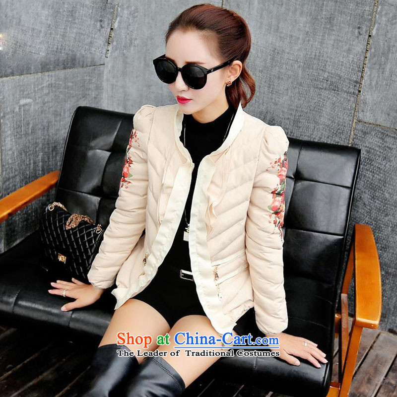 Sin has been short of female ãþòâ 2015 winter clothing new Korean Ladies printed cotton coat women small padded coats jacket Yellow    XL, sin has shopping on the Internet has been pressed.