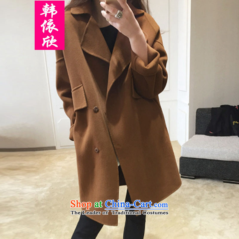According to the Korea Yan thick large sister women2015 Fall_Winter Collections of the new Korean double-side-Video In thin horny long hair? jacket female brown4XLrecommended weight 160-180 catty