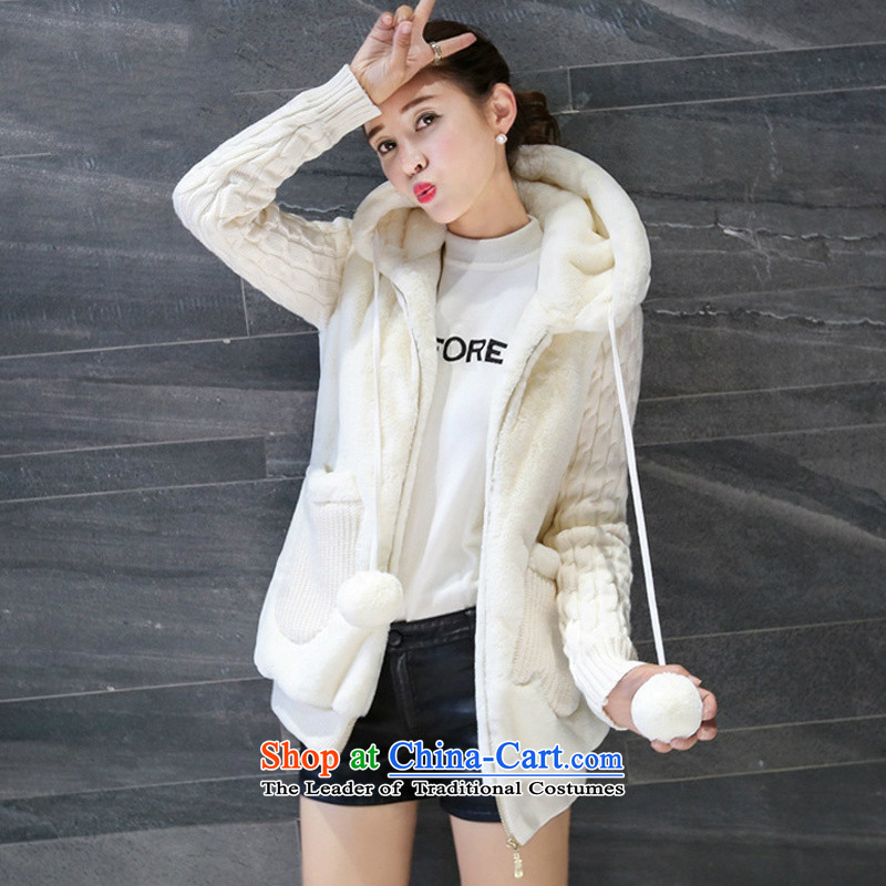 Sin has winter clothing Korean thick and plush cotton jacket stitching smart casual female autumn and winter short) with cap cotton coat female khaki M sin has shopping on the Internet has been pressed.