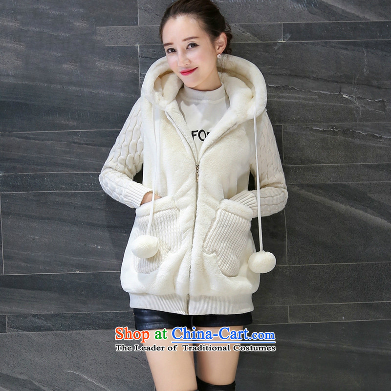 Sin has winter clothing Korean thick and plush cotton jacket stitching smart casual female autumn and winter short) with cap cotton coat female khaki M sin has shopping on the Internet has been pressed.