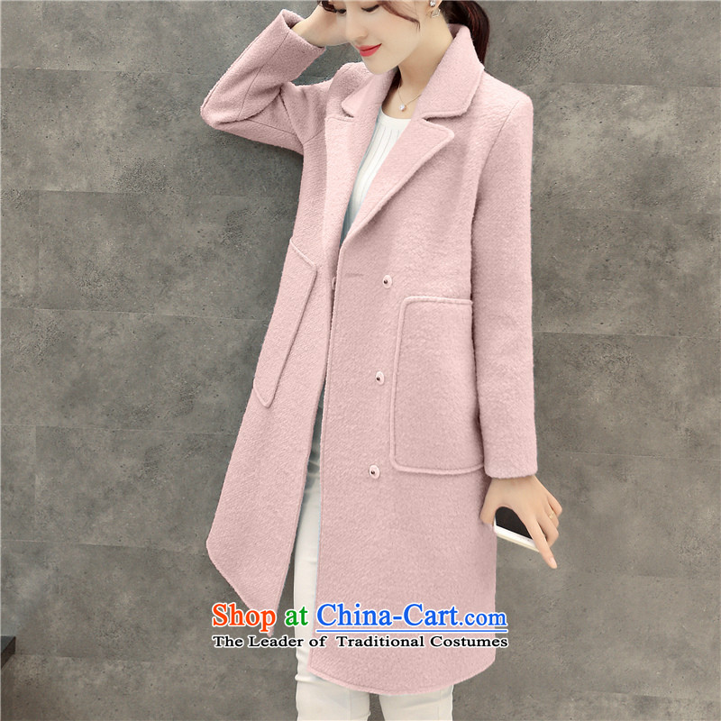 Sin has been gross girls jacket? Long Korean Sau San video thin 2015 autumn and winter new temperament women han bum a wool coat pink   L