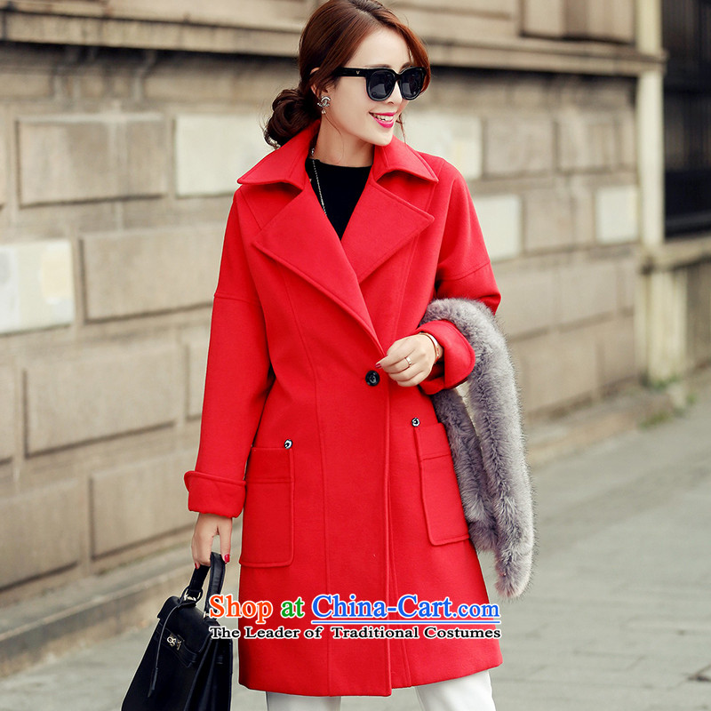 8Pak 2015 autumn and winter new pockets in reverse collar long gross XXL, navy blue coat? 8po shopping on the Internet has been pressed.