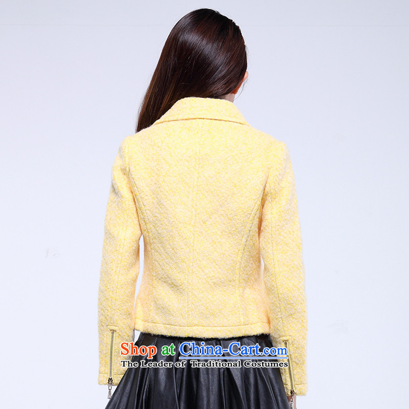 Flower to 2015 winter clothing new side zip rivets locomotive jacket female short gross flows 30VD41322 jacket is yellow , flower to (duoyi) , , , shopping on the Internet