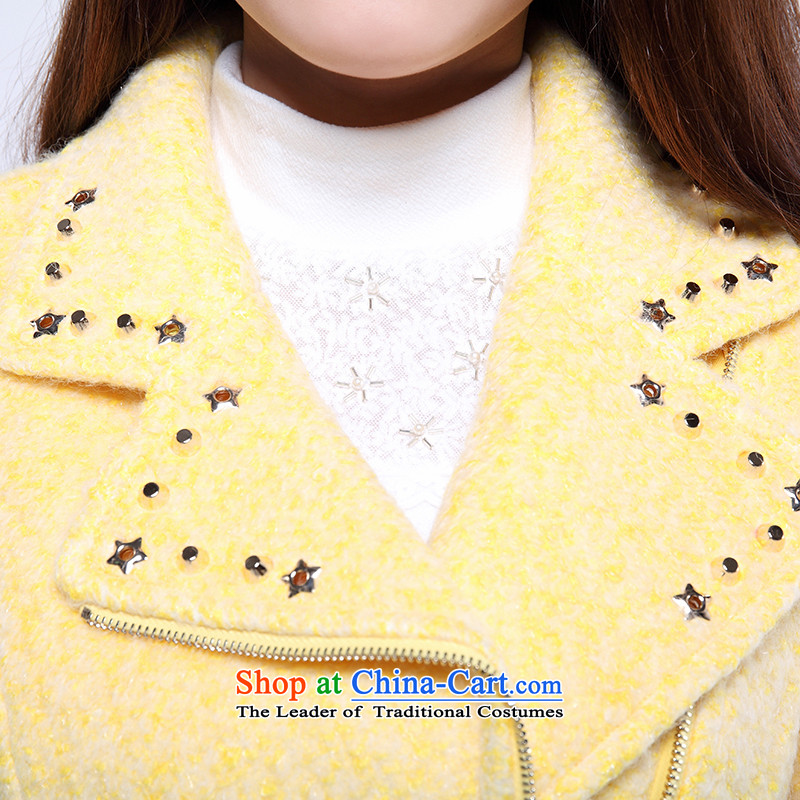 Flower to 2015 winter clothing new side zip rivets locomotive jacket female short gross flows 30VD41322 jacket is yellow , flower to (duoyi) , , , shopping on the Internet