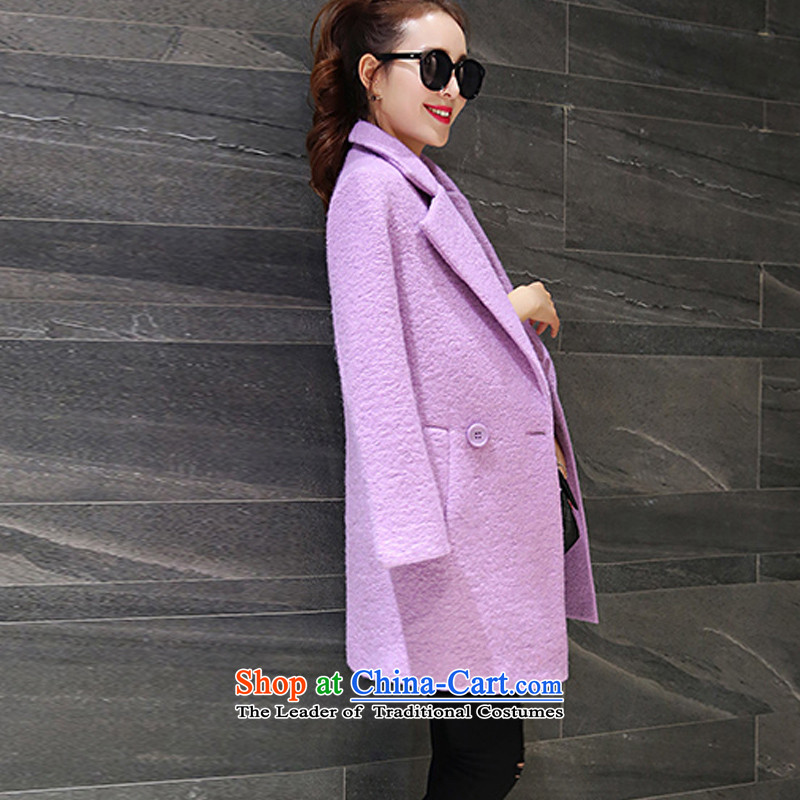The wounds of Kai jacket in gross? Long 2015 autumn and winter new long-sleeved ni-cashmere overcoat thick Sau San purple M Kai wounds of shopping on the Internet has been pressed.