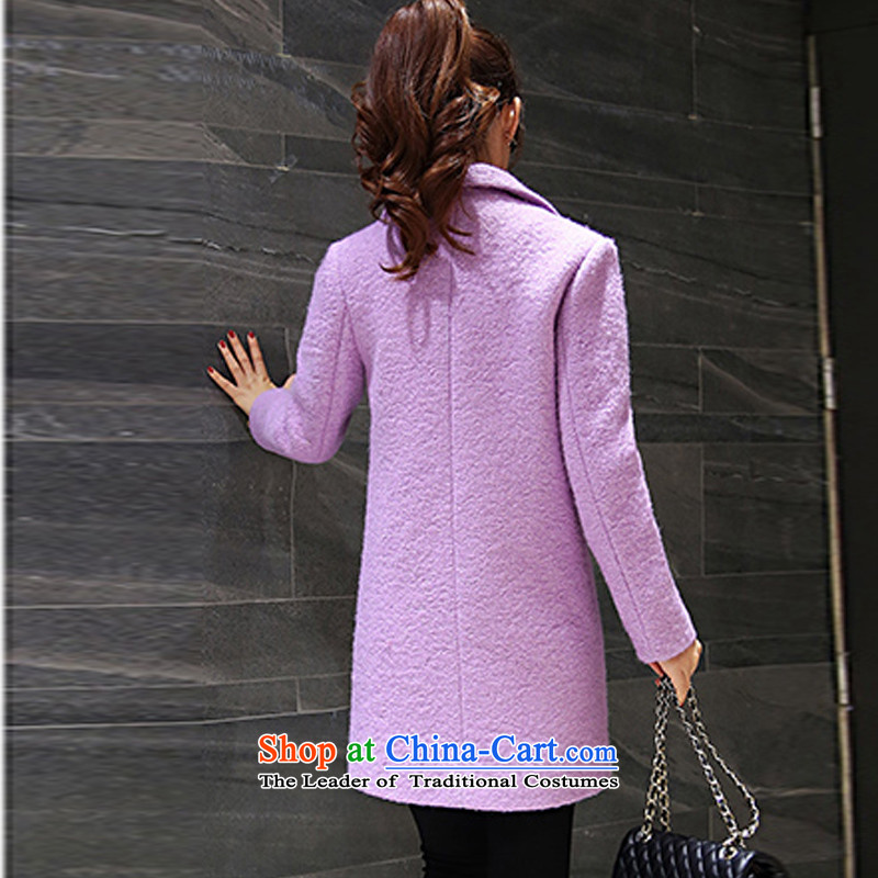 The wounds of Kai jacket in gross? Long 2015 autumn and winter new long-sleeved ni-cashmere overcoat thick Sau San purple M Kai wounds of shopping on the Internet has been pressed.