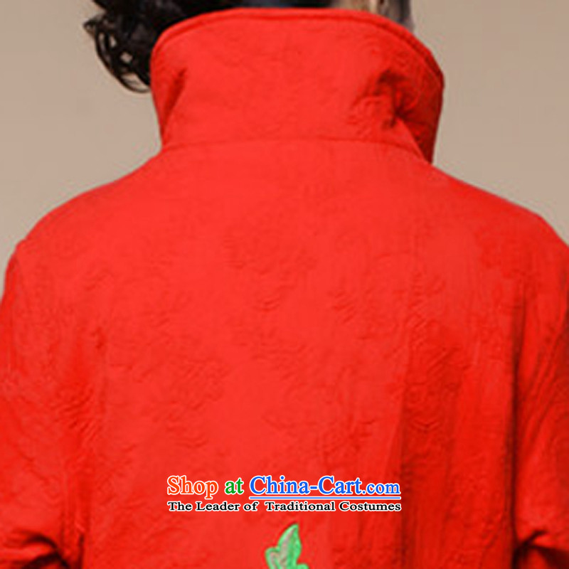 Charm and Asia 2015 winter clothing new retro embroidery xl Tang dynasty cotton linen, long cotton coat jacket female red XXXL, charm and Asia (charm bali shopping on the Internet has been pressed.)
