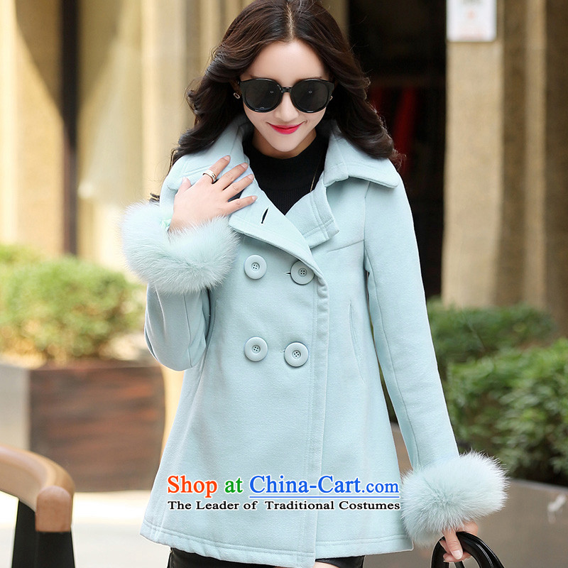 Xuan ina gross shortage of female jacket? 2015 Fall/Winter Collections new Korean Sau San, temperament and elegant small incense wind a wool coat XX8535 lake blue XXL, Xuan ina (xuanyina) , , , shopping on the Internet