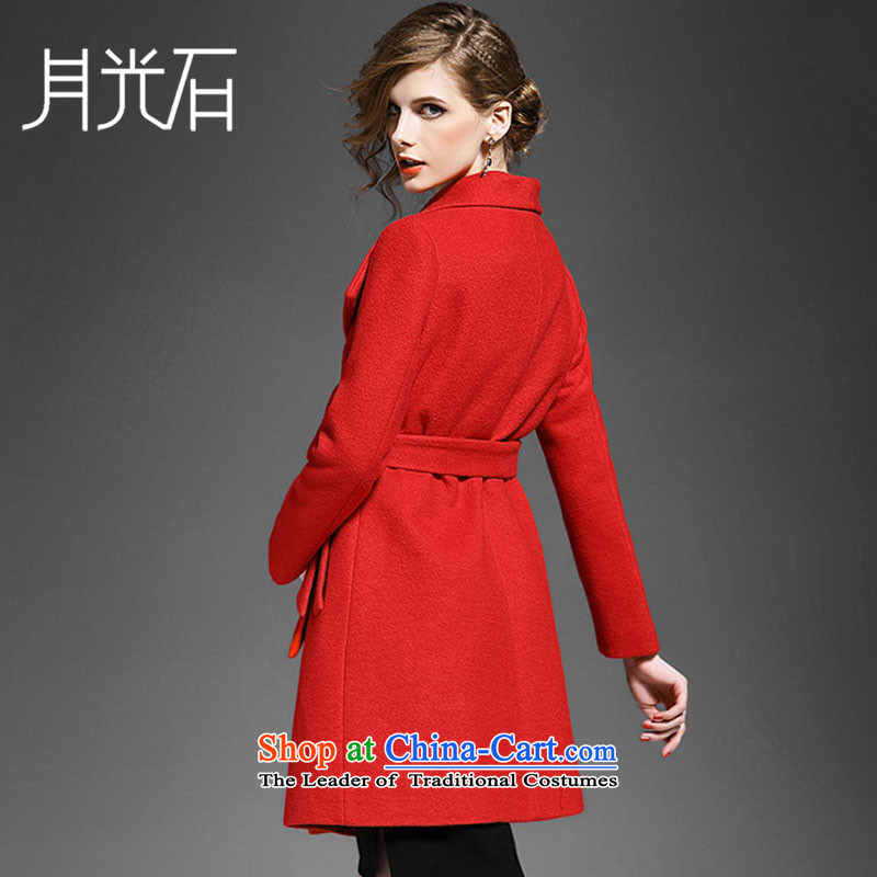 The Moonlight stone 2015 autumn and winter new women's western Big stylish large roll collar jacket coat? waistband gross Hans Peter Betz Red S moonlight stone , , , shopping on the Internet