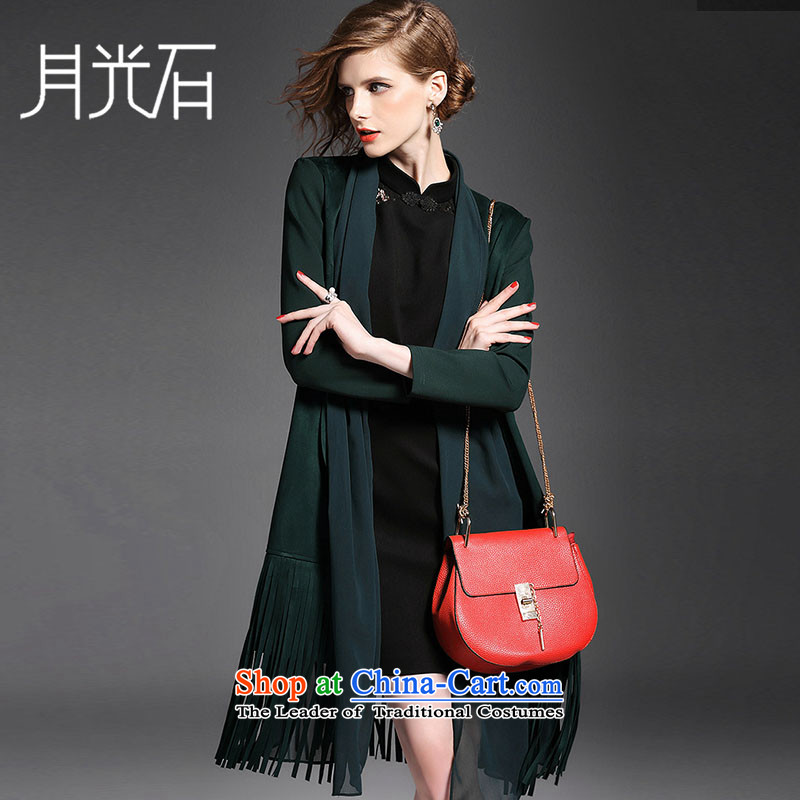 The Moonlight stone Fall 2015 for women stitching suede-su, under the temperament wild wind jacket of black M stone moonlight shopping on the Internet has been pressed.