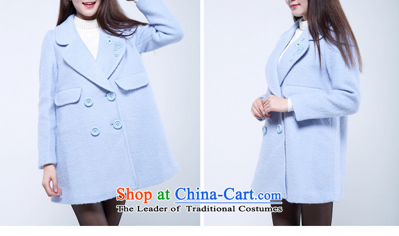 Flower to 2015 winter clothing new Korean edition suits for double-plush coat women in what cloak 30VD71320 POWDER BLUE M picture, prices, brand platters! The elections are supplied in the national character of distribution, so action, buy now enjoy more preferential! As soon as possible.