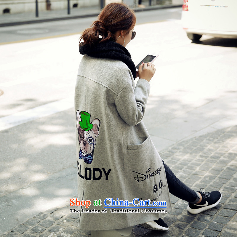 The Kapok 64#2015 fashion autumn and winter new Korean letters in Sau San long label of gray jacket? XL, Muk Min (mumianfengshang fads) , , , shopping on the Internet