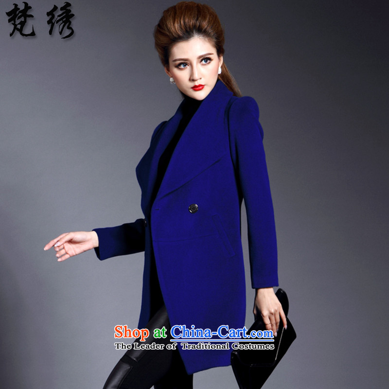 Van Gogh embroidered 2015 Fall/Winter Collections new women's body suit for decoration warm jacket coat a gross in long European station 1640 royal blue , Van Gogh embroidered shopping on the Internet has been pressed.