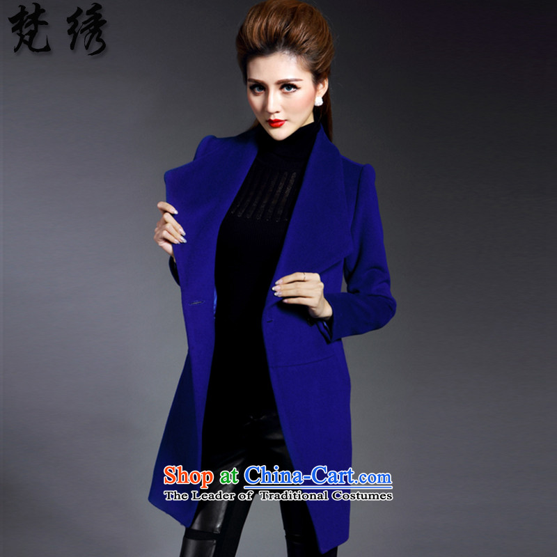 Van Gogh embroidered 2015 Fall/Winter Collections new women's body suit for decoration warm jacket coat a gross in long European station 1640 royal blue , Van Gogh embroidered shopping on the Internet has been pressed.
