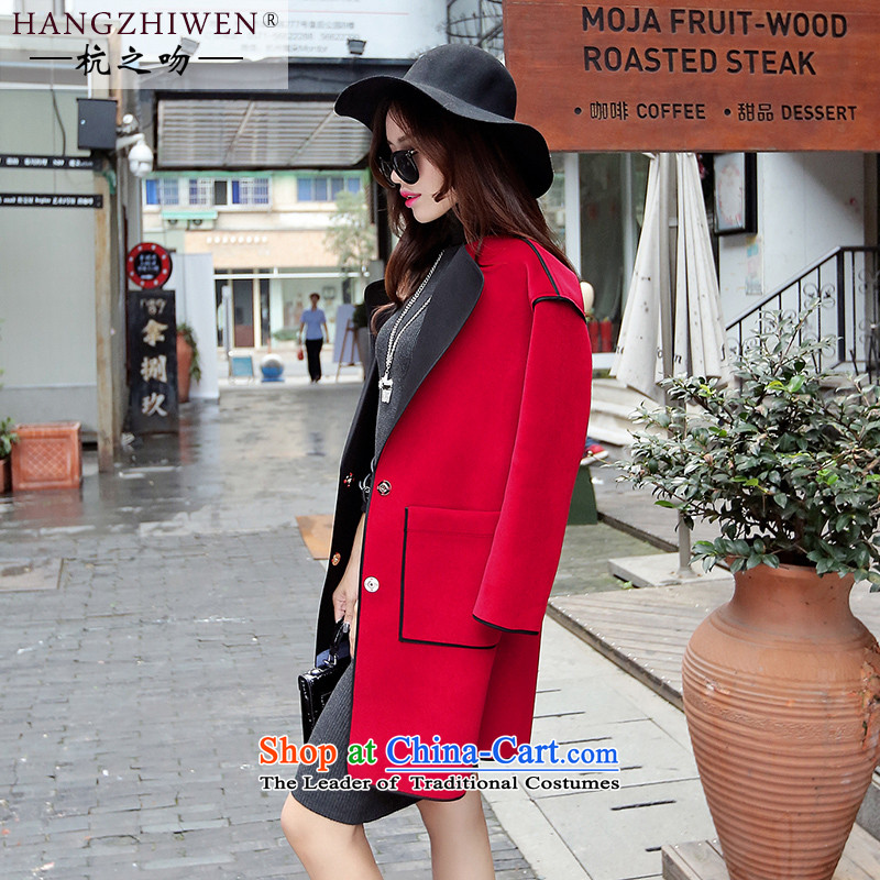 Alejandro Toledo kisses 2015 European site new Korean 2015 big autumn and winter large roll collar jacket in gross? Long temperament a wool coat jacket 864 red L offset maximum recommended a number of small can hang kisses (hangzhiwen) , , , shopping on t