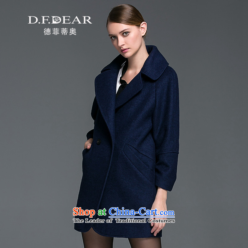 D. F. De Fiti Olara Otunnu DEAR/ autumn and winter new products 7 Sleeve V-neck strain in the wild long hair? 15 M, dark blue jacket DKD8E97K80 de fei (D.F.DEAR) , , , shopping on the Internet