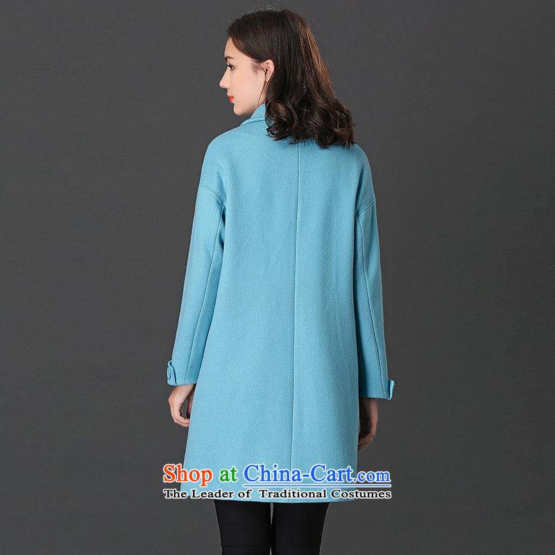 Ho Pui 2015 autumn and winter new suit for long hair? overcoat female Sau San a blue jacket wool M Ho Pei (lanpei) , , , shopping on the Internet