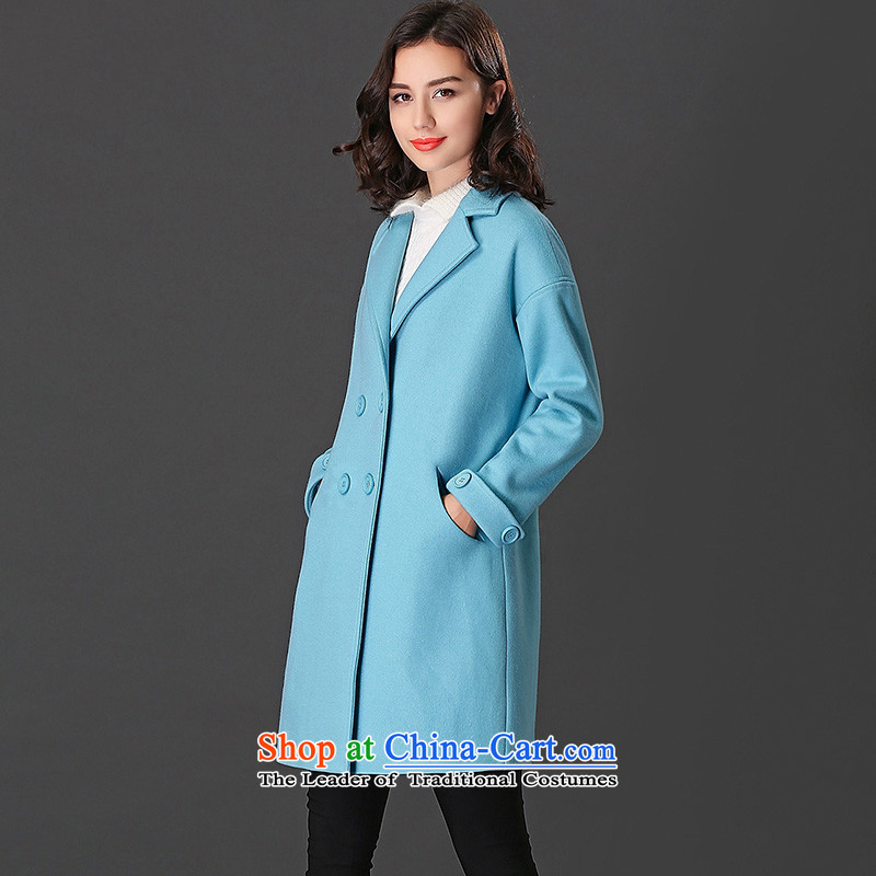 Ho Pui 2015 autumn and winter new suit for long hair? overcoat female Sau San a blue jacket wool M Ho Pei (lanpei) , , , shopping on the Internet