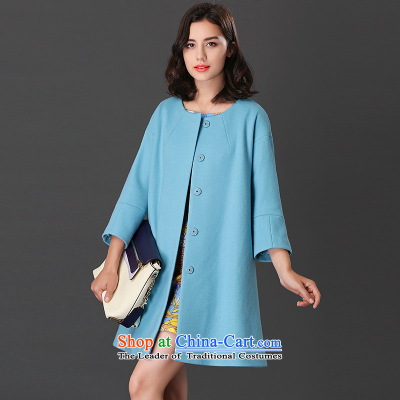Ho Pui 2015 autumn and winter new washable wool a wool coat girl in long-sleeved cloak 9 Gross blue jacket XL, Lan? (lanpei Pei) , , , shopping on the Internet
