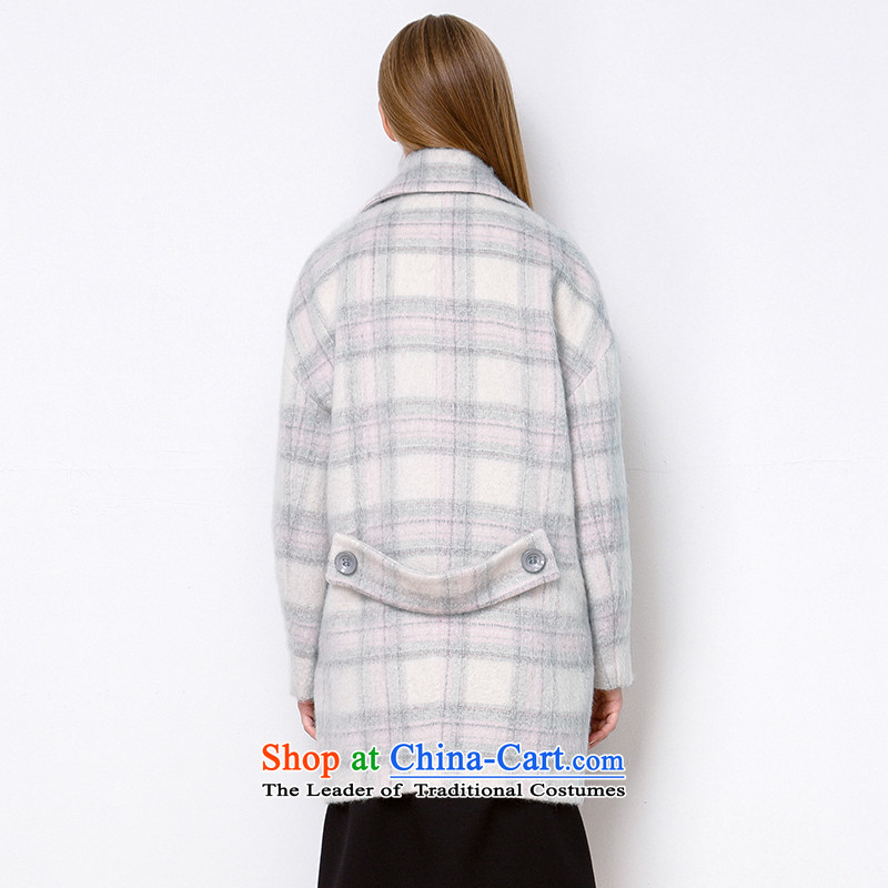 [3] is designed for multimedia new 2015 winter clothing lapel plaid wool coat D542039D00 loose woman? red and white color three 165/88A/L, shopping on the Internet has been pressed.