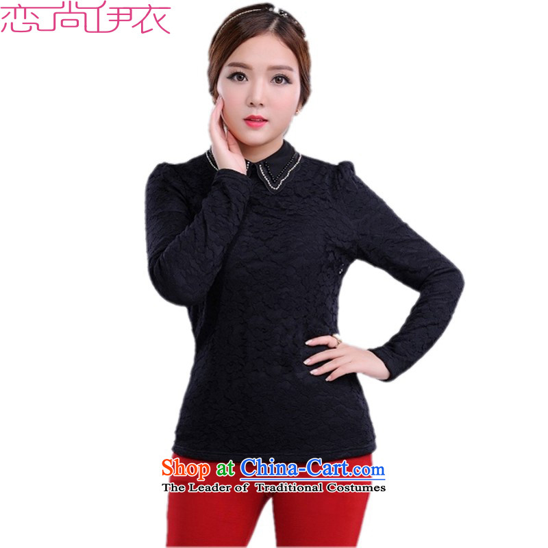 C.o.d. thick Mei plus hypertrophy code yi 2015 autumn and winter female new products for larger shirt collar thick sister Sau San plus forming the lint-free T-shirt shirt white shirt black?4XL?approximately 165-180 catty