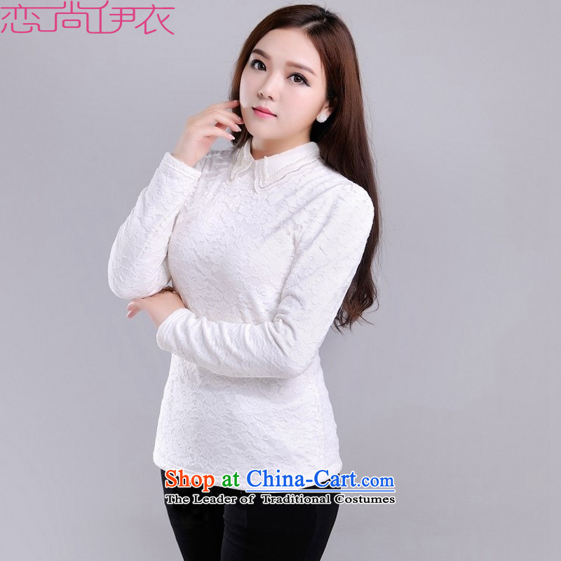 C.o.d. thick Mei plus hypertrophy code yi 2015 autumn and winter female new products for larger shirt collar thick sister Sau San plus forming the lint-free T-shirt shirt white shirt black 4XL approximately 165-180, Slim Connie shopping on the Internet ha