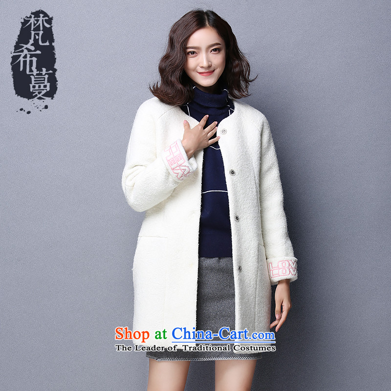 Van Gogh Greek Golden Harvest autumn and winter 2015 new products in the stylish and simple embroidery long solid color woolen coats?  66118 gross White M, Van Gogh Greek Golden Harvest (vimly) , , , shopping on the Internet