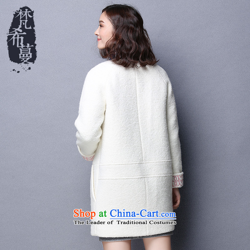 Van Gogh Greek Golden Harvest autumn and winter 2015 new products in the stylish and simple embroidery long solid color woolen coats?  66118 gross White M, Van Gogh Greek Golden Harvest (vimly) , , , shopping on the Internet